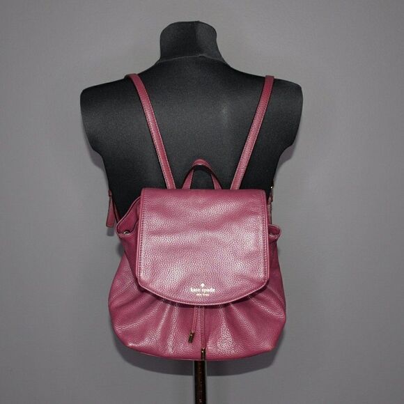 Kate Spade Maroon Flap Backpack - Picture 2 of 8